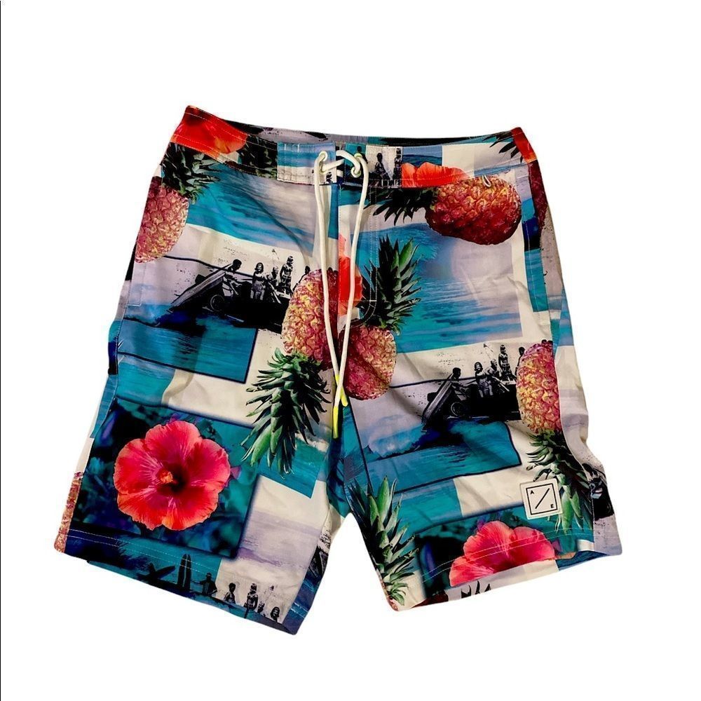 Mens american eagle tropical theme swim trunks size small